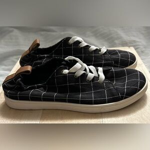 WOMEN’S SPENCO WINDOWPAYNE BLACK CANVAS IVORY COMFORT SPORT SNEAKERS SHOES 8.5 B